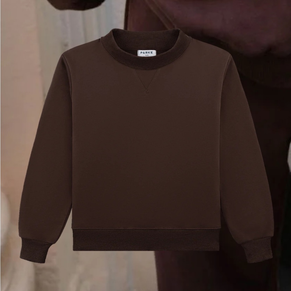 NWT Parke Classic Mockneck in Chocolate Brown Sweatshirt - Fleece - SMALL - Picture 3 of 6